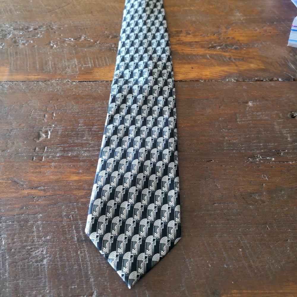 ⭐️5/$20 Metropolitan Museum of Art tie black and grey collectors 90s